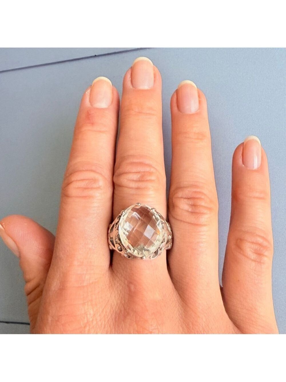 Grand Prasiolite 9.06 CT Solitaire Green Amethyst 925 Sterling Silver Ring - Picture 10 of 12